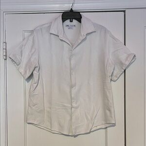 Zara Men's Classic White Button-Down Camp Shirt